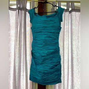 W8 - Bodycon Teal Mermaid Ruched Cocktail Dress